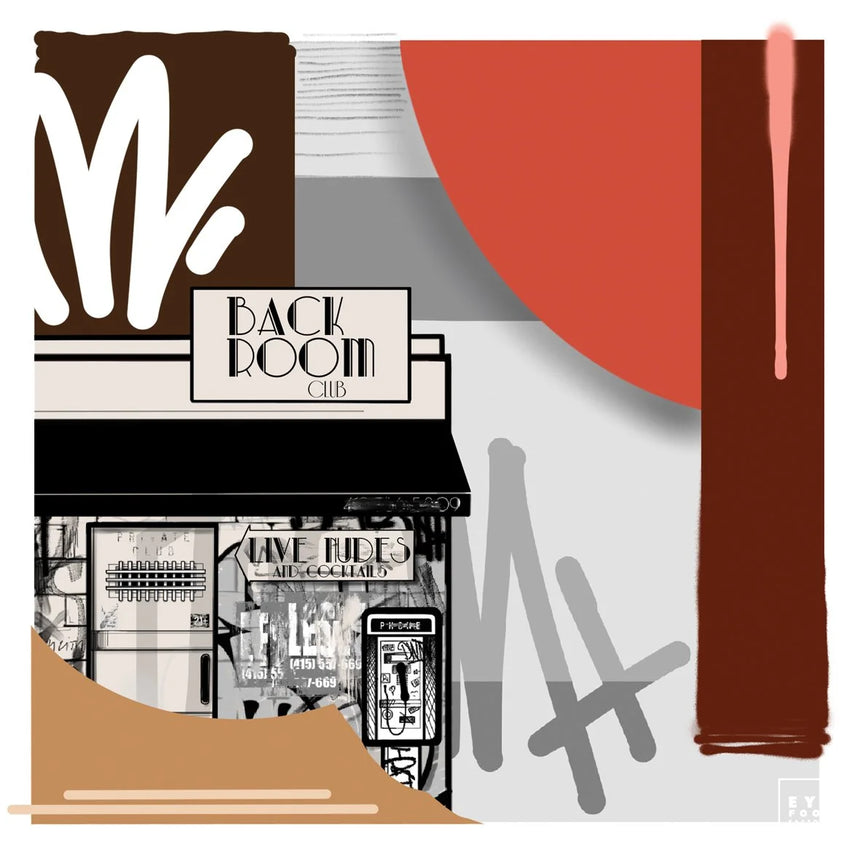 Backroom Club - Éditions Limitées - @trio6565, Animaux, Bar, Brun, Collage
