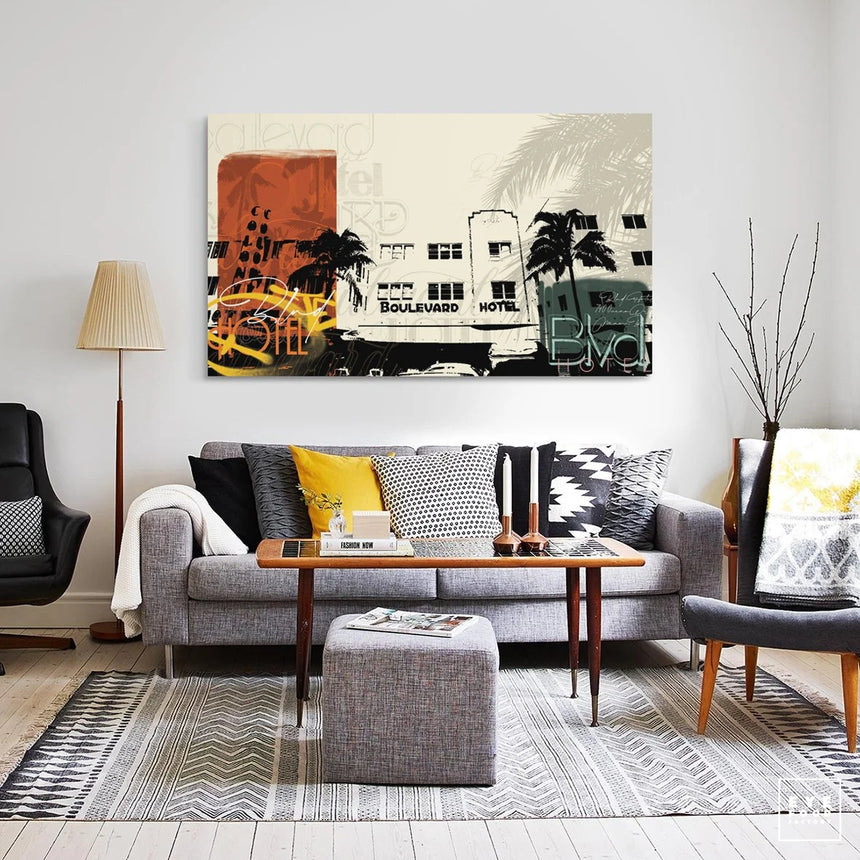 Boulevard Hotel - Éditions Limitées - 110x170cm, Brun, Collage, Dibond®,