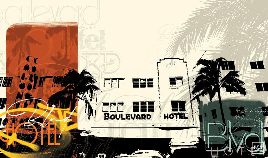 Boulevard Hotel - Éditions Limitées - 110x170cm, Brun, Collage, Dibond®,