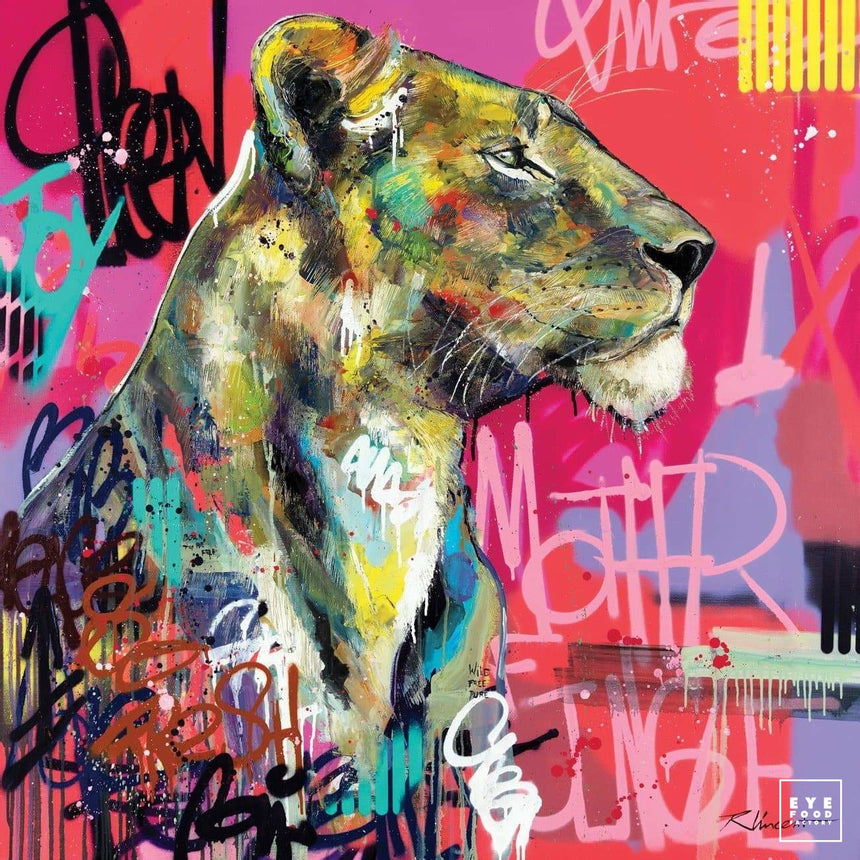 Mother Jungle - Éditions Limitées - @trio6565, Animaux, Dibond®, Graffiti, Lion