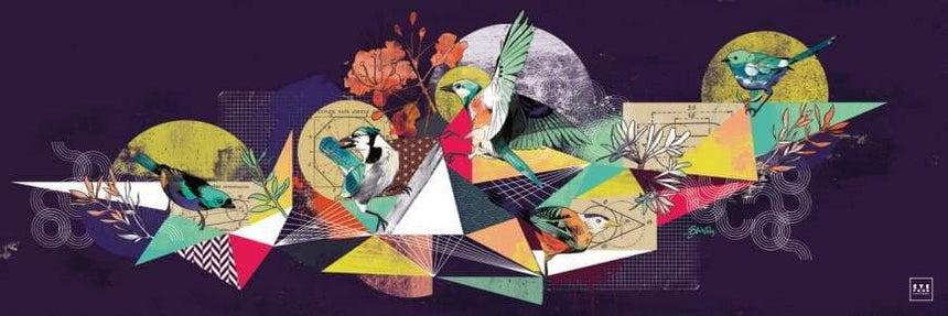 Birds Illogic - Éditions Limitées - 180x60cm, Animaux, Dibond®, Illustration,