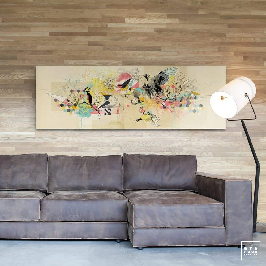 Birds Logic - Éditions Limitées - 180x60cm, Animaux, Illustration, Oiseau,