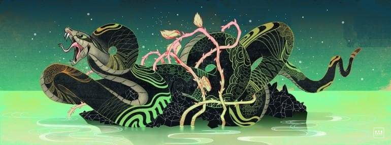 L-Snake - Éditions Limitées - 60x180cm, Animaux, Dibond®, Eau, Illustration