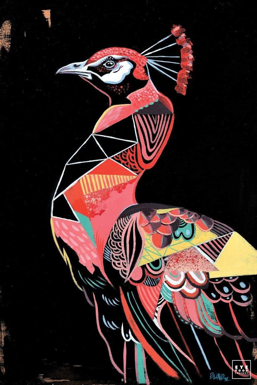 Pinky Peacock - Éditions Limitées - @trio8055, Animaux, Dibond®, Illustration,
