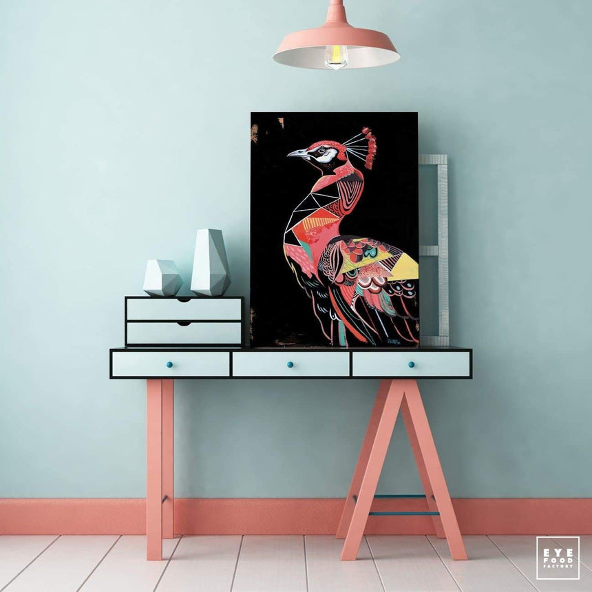 Pinky Peacock - Éditions Limitées - @trio8055, Animaux, Dibond®, Illustration,