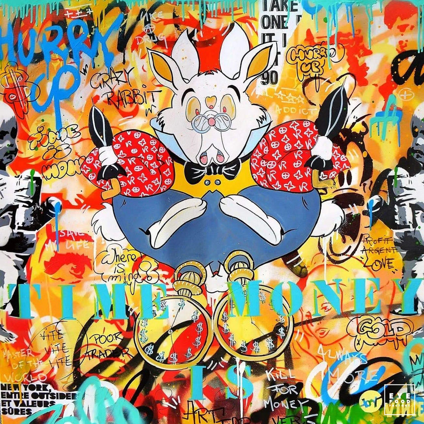Time Is Money - Éditions Limitées - @trio6565, Animaux, Comics, Dibond®, Lapin
