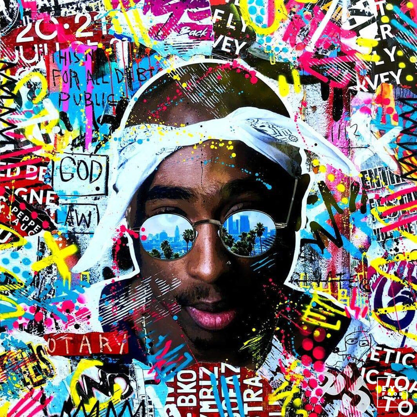 Tupac - Éditions Limitées - @trio6565, Bandana, Collage, Dibond®, Lunettes